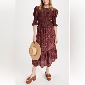 Sea New York Ilana Ikat Puff Sleeve Smocked Dress